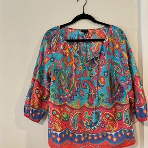 Talbots L Petite Colorful Paisley Women's Top